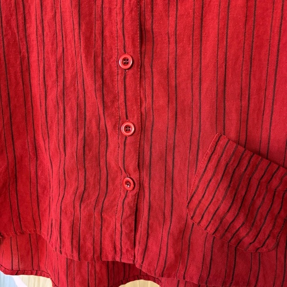 Habitat Striped Lagenlook Button Down Blouse Red Rust Sz Small - Picture 6 of 8